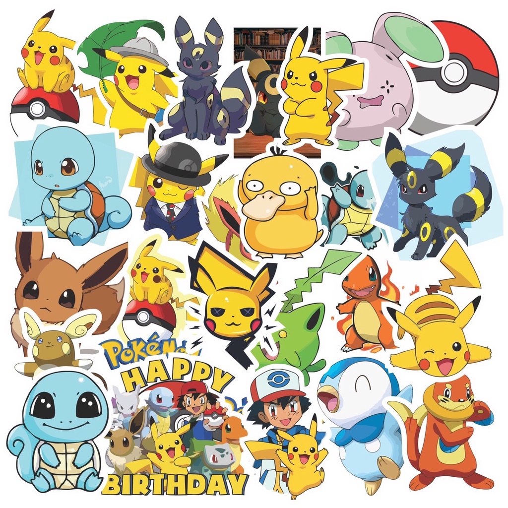 Rinart.vn - Decal ủi nhiệt pokemon tổng hợp cá tính - Logo Sticker Patch in áo ủi trực tiếp lên vải