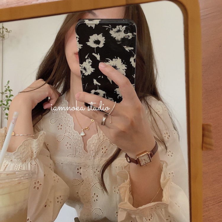 Áo Nữ Tay Dài Phối Ren Thời Trang Phong Cách Hàn Quốc