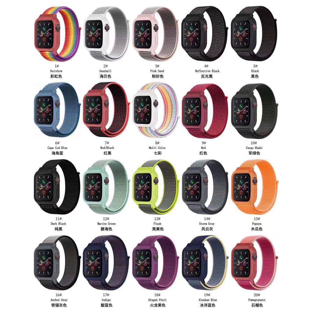 Dây cáp nylon có ốp dành cho Iwatch 7 /6/SE/ 4 / 3 / 2 / 1 38mm 40mm 42 mm 44mm 45MM 41MM T500 T600 Ft50 W26 W98 F10 U78 T600