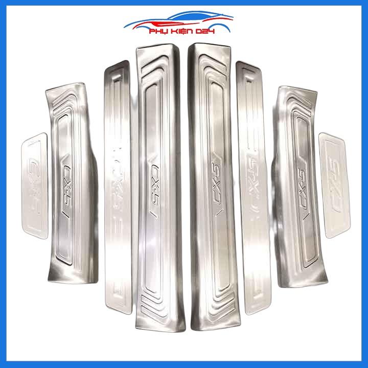 Bộ ốp bậc cửa trong ngoài nẹp bước chân CX-5 2018-2019-2020-2021-2022 Inox chống trầy trang trí xe