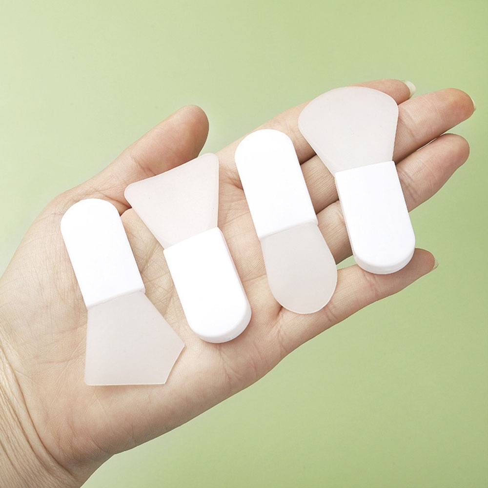 Set 4 Cọ Silicon Mềm Mini Cán Ngắn Phết Mặt Nạ Trang Điểm Làm Đẹp