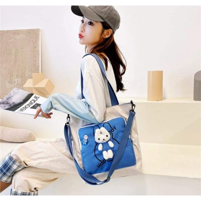 Túi vải thỏ bông 3D có lớp lót và dây đeo chéo mã 603, siêu nhẹ