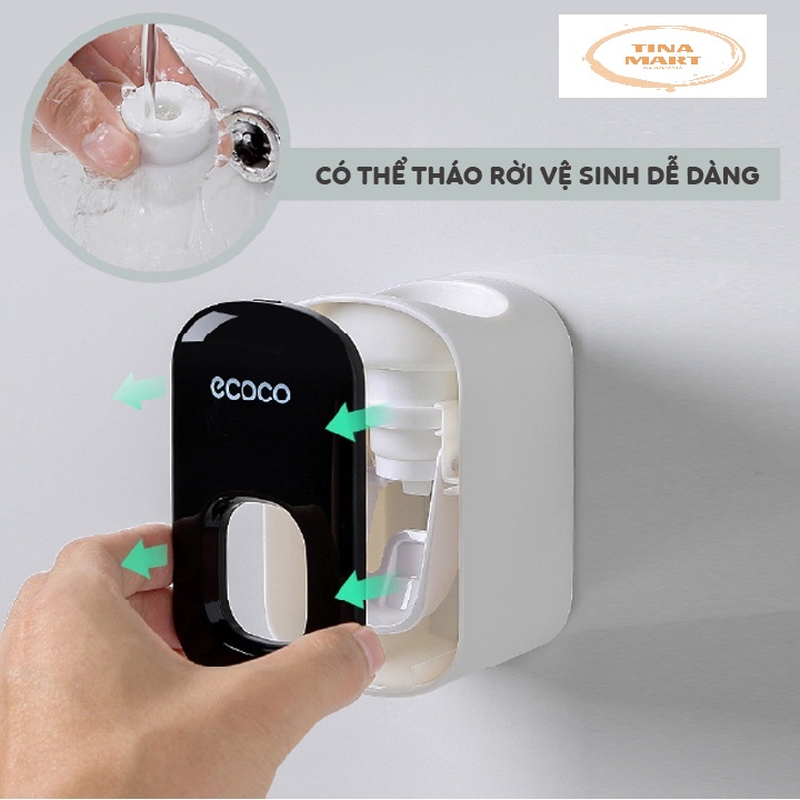 Dụng cụ đỡ bóp tuýp kem đánh răng cao cấp ECOCO tự động gắn tường tiện dụng cho gia đình