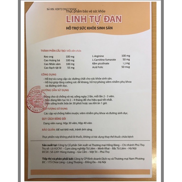 LINH TỰ ĐAN - Hỗ trợ điều trị vô sinh hộp 30 viên