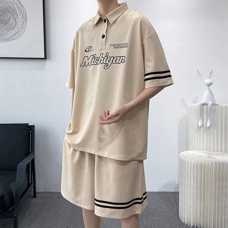 Bộ Đùi Nam Nữ Form Rộng Hàn Quốc Michigan- Bộ Đùi Tay Lỡ  Dày Mịn Thoáng Mát Thiết Kế  Kiểu Dáng Năng Động