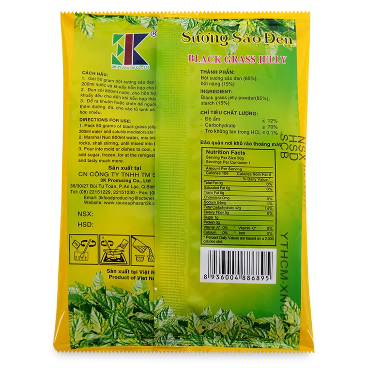 Bột Sương Sáo Đen/ bột sương sáo trắng 3k/bột cốt dừa gói 50g | BigBuy360 - bigbuy360.vn