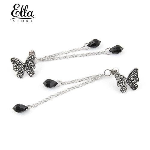 Đôi Bông Tai Dáng Dài Phối Hình Bướm Đính Đá Thời Trang Cho Nữ