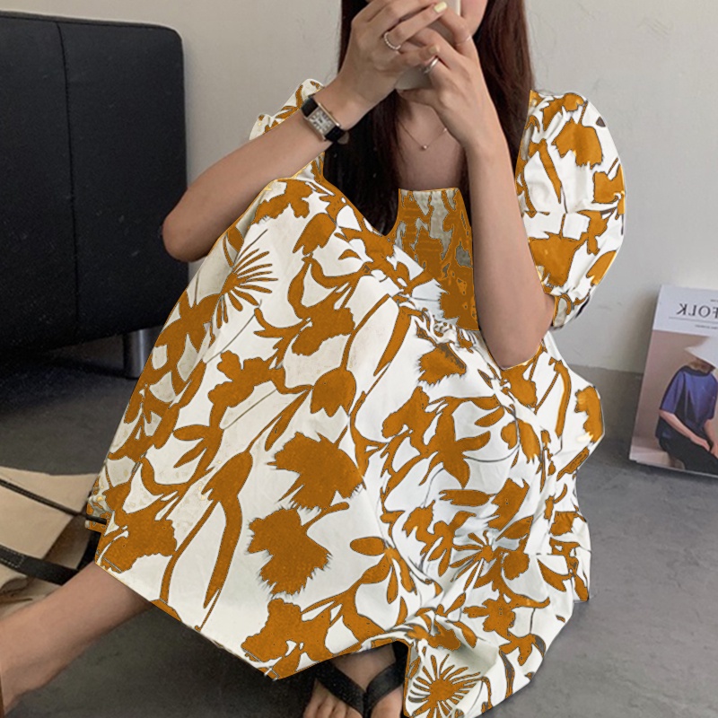 Zanzea Đầm Dài Tay Lửng Cổ Vuông In Họa Tiết Hoa Phong Cách Hàn Quốc Thời Trang Cho Nữ