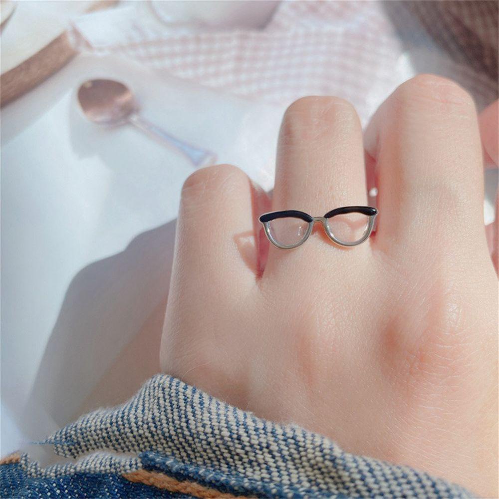 NIUYOU Nhẫn Hình Mắt Kính Thiết Kế Đơn Giản Dễ Thương Thời Trang Dự Tiệc Cho Bạn Gái