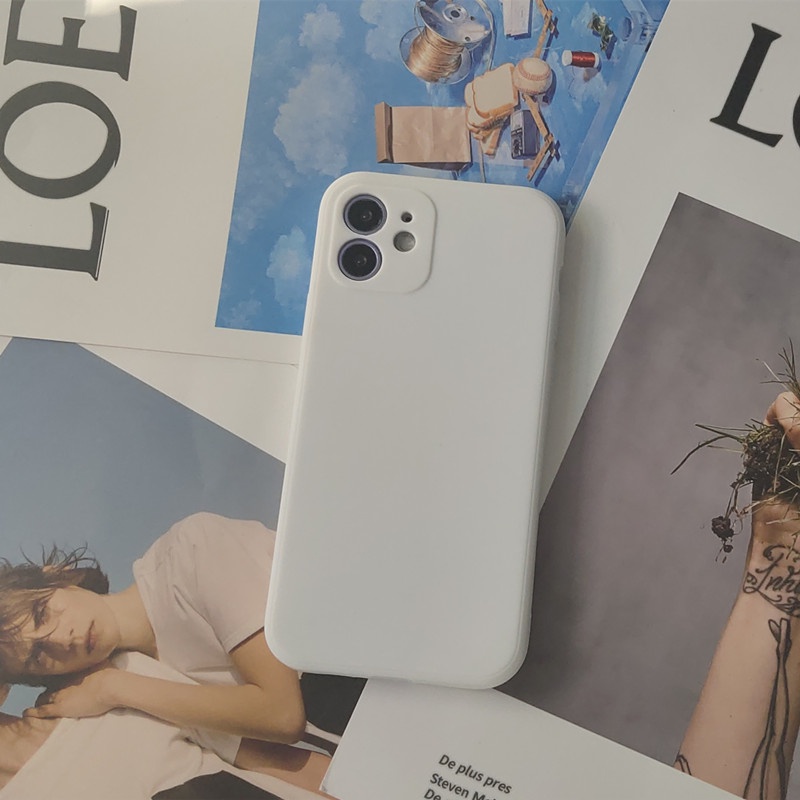 Ốp điện thoại silicon nhân tạo màu trơn không hình cho IPhone 7 8 11 12 13 X Xr Xs Max Pro Plus Mini | BigBuy360 - bigbuy360.vn