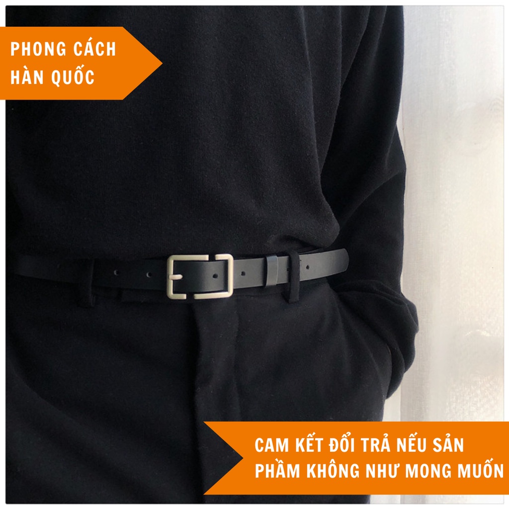 Thắt lưng nam nữ Ulzzang thời trang Hàn Quốc bản nhỏ 2.3cm - 2.8cm, dây nịt lưng cá tính hình vuông SAZ - Bbelt