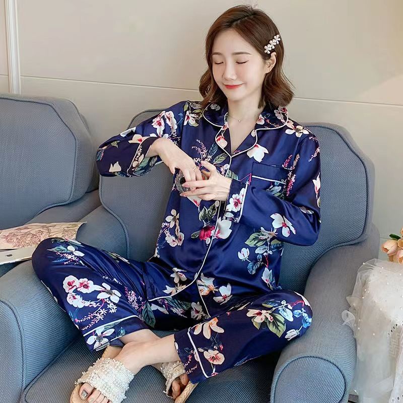 Bộ Đồ Ngủ Tay Dài Chất Lụa Satin In Họa Tiết Hoạt Hình Xinh Xắn Cho Nữ Size M-4XL