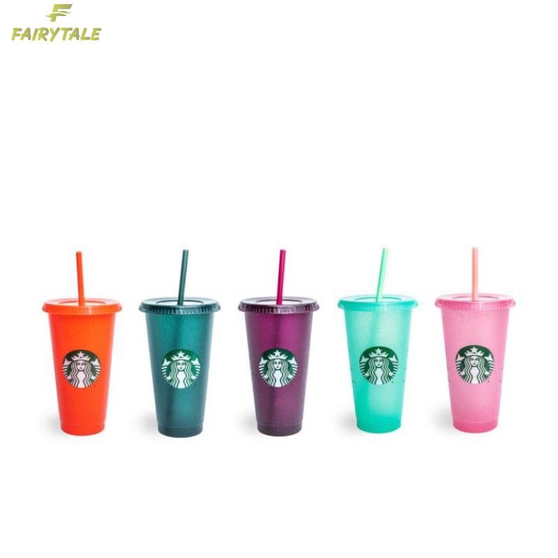 Ly Uống Nước STARBUCKS Bằng Nhựa Có Nắp Và Ống Hút Dung Tích 24oz