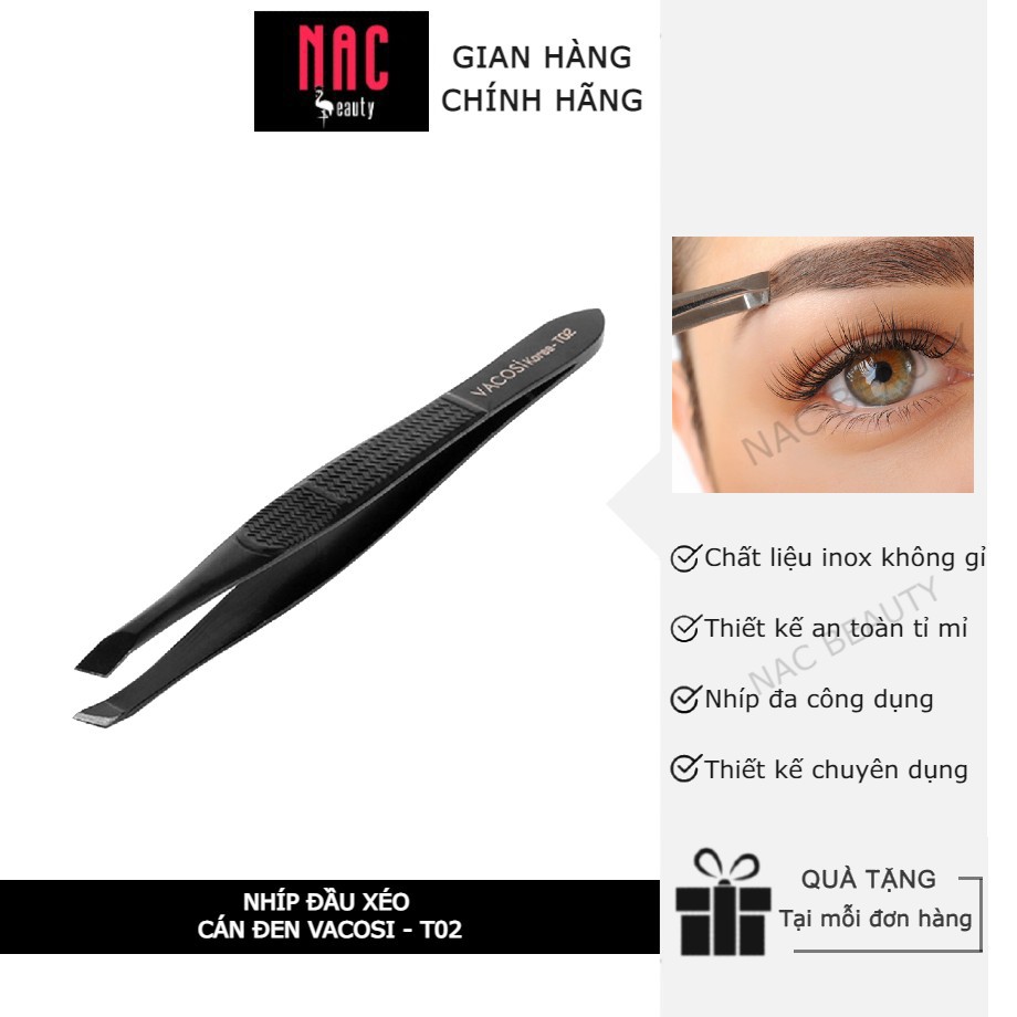 Nhíp Đầu Xéo Cán Đen Vacosi T02