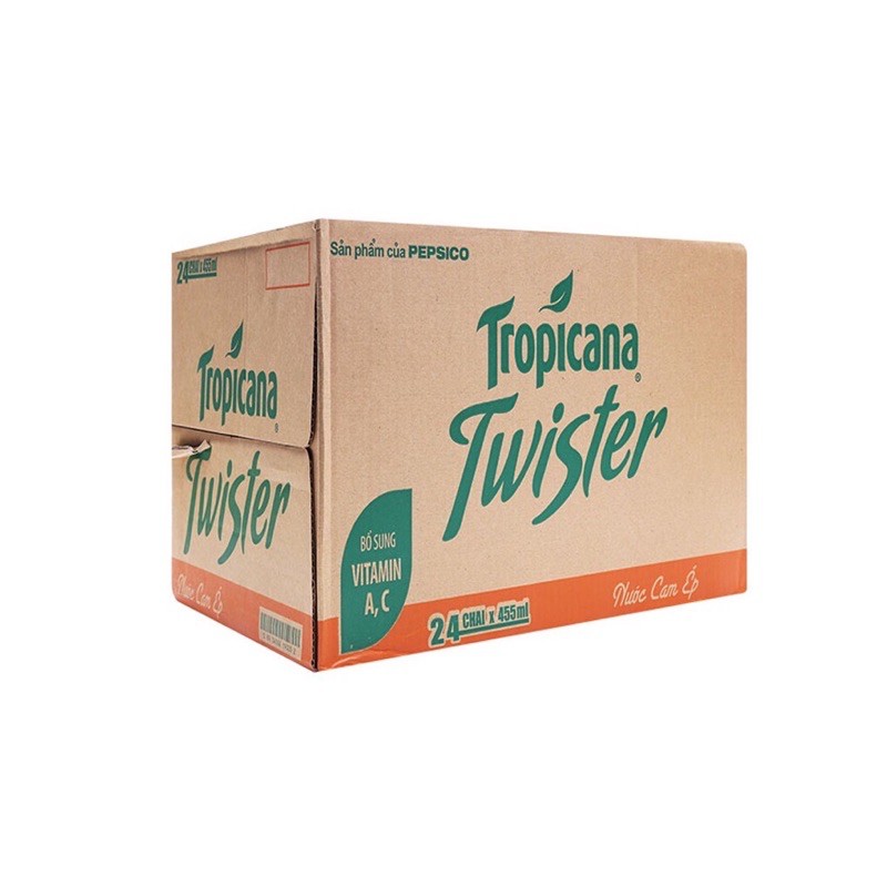 Thùng 24 Chai Nước Cam Nguyên Tép Twister 455ml