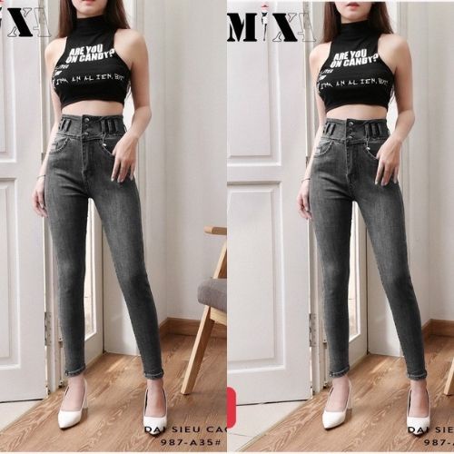 Quần jean nữ chất co giãn, quần bò nữ cạp cao nhiều mẫu luty ms601