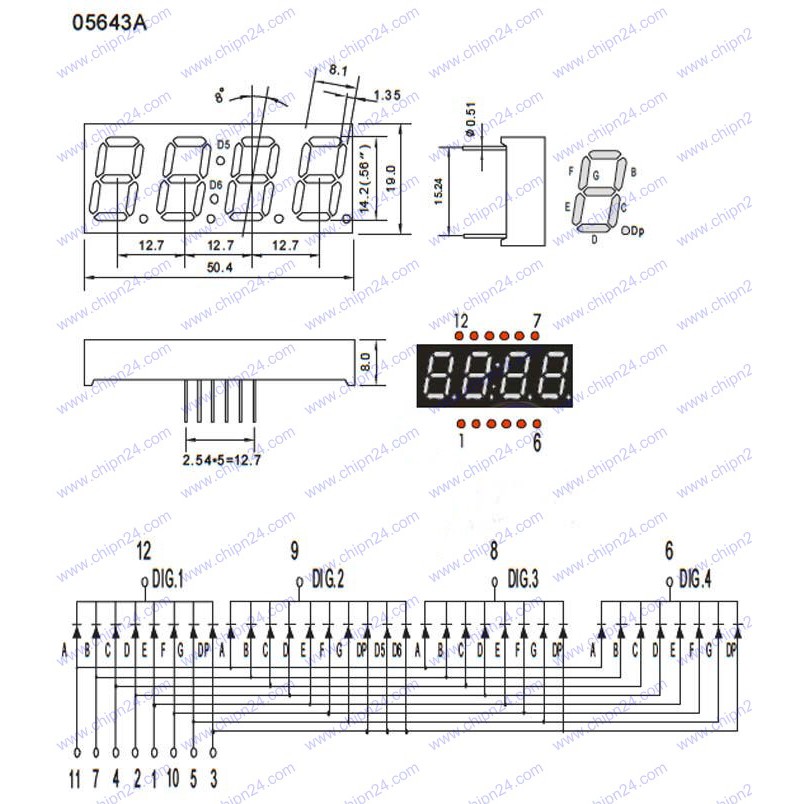 [1 CON] (F23) Led 7 Đoạn Đồng Hồ 0.56 inch 24H Anot (Màu Đỏ)