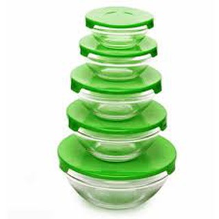 Bộ 5 bát thuỷ tinh có nắp đậy để tủ lạnh