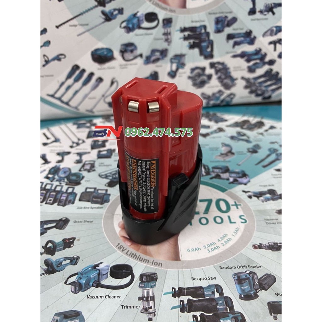Vỏ mạch pin Milwaukee 3 cell 10.8V - 12V Li-ion, mạch nhận sạc zin. BN.