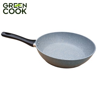Chảo đáy từ vân đá sâu lòng chống dính GREEN COOK 26 cm GCP02-26IHB - tay cầm màu đen chịu nhiệt