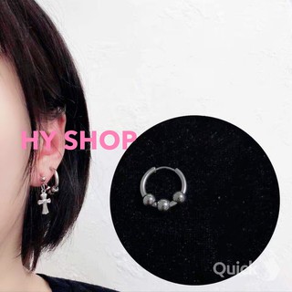 bông tai titan hoop tròn phối bi cá tính nam nữ thép y tế siêu bền không dị ứng không gỉ - khuyên unisex BTS