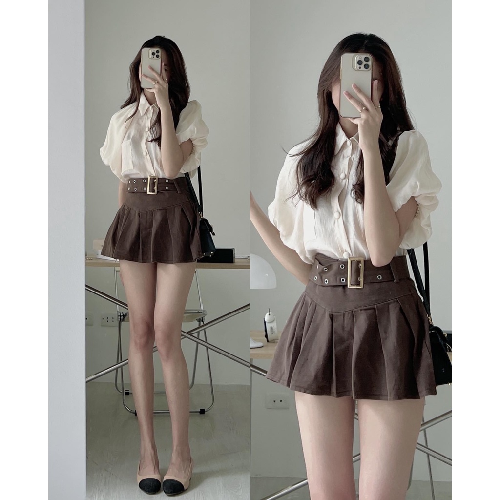 Áo sơ mi tơ Nến Cúc bọc tay bồng, Áo sơ mi