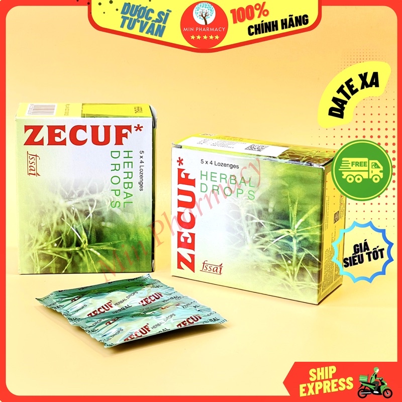 Viên Ngậm Giảm Ho ZECUF Herbal Drops Xanh - Minpharmacy