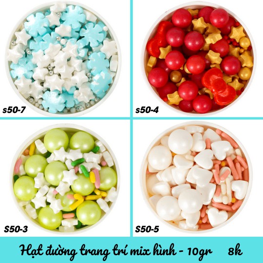 Hạt đường trang trí mix màu gói 10g