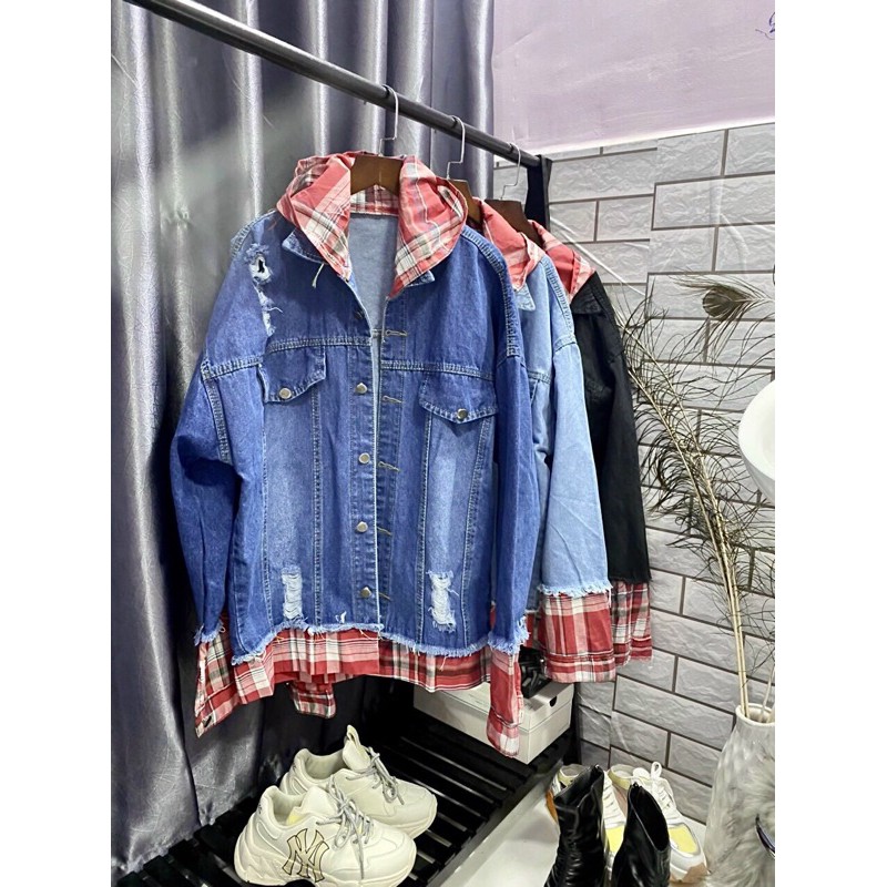 Áo khoác unisex, áo khoác jean nam nữ , phối nón có thể chống nắng cực cá tính
