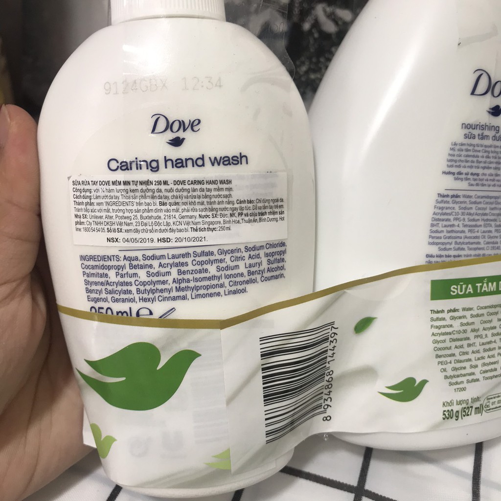 [MUA 1 TẶNG 1] Sữa tắm dưỡng thể Dove Căng bóng tươi mới chiết xuất trái bơ (Xanh lá) 530g tặng kèm sữa rửa tay dove 250