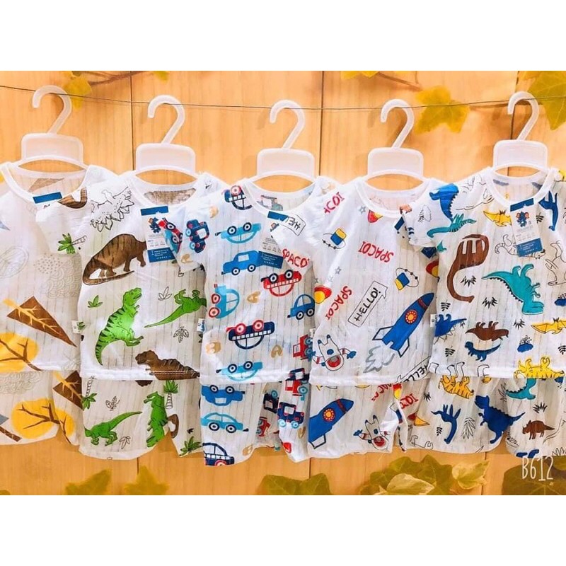 Set 5 bộ cotton giấy cài vai cho bé trai bé gái