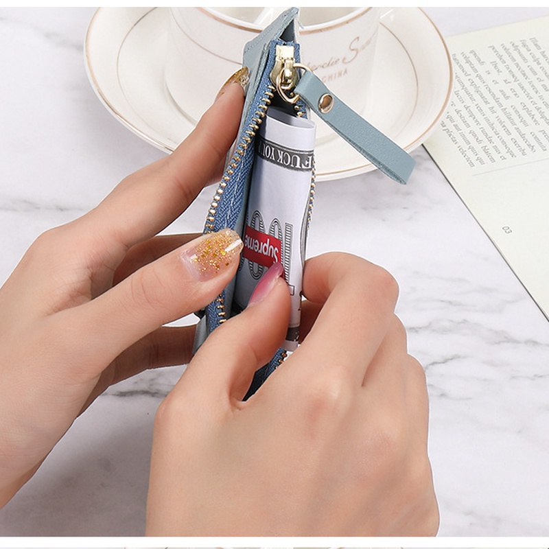 Ví Nhỏ Siêu Mỏng Đựng Tiền Xu Họa Tiết Bò Sữa Dễ Thương Có Khóa Kéo Cho Nữ Gylx083