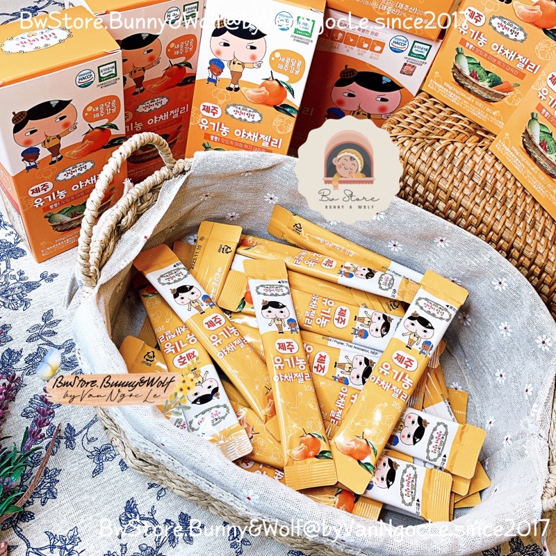 [Hàng Air - Cam kết chính hãng] Thạch Rau Củ Quả Hữu Cơ Vị Quýt JEJU Hàn Quốc gói 20gr