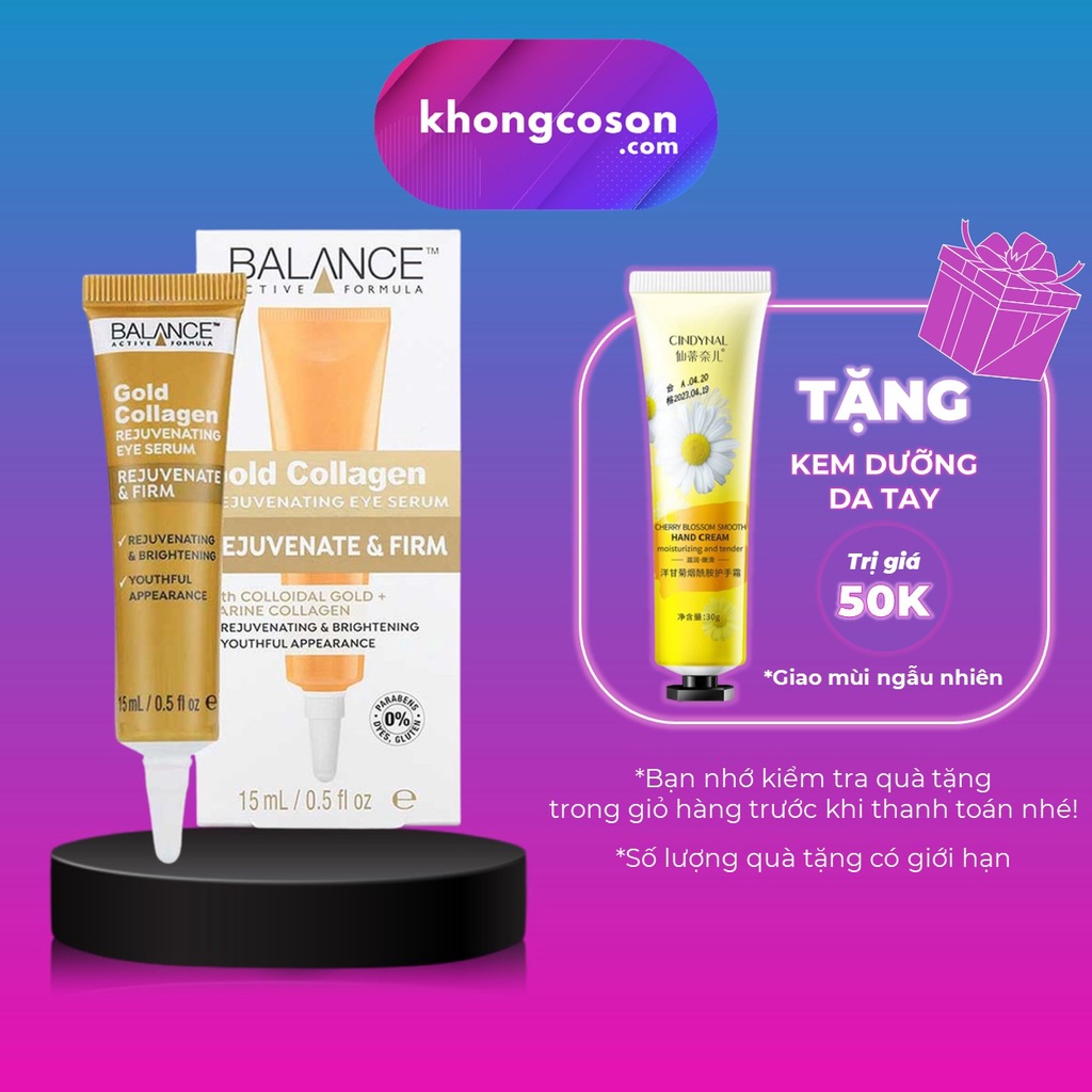 Kem Dưỡng Mắt Balance Giúp Giảm Thâm Và Tái Tạo Da Mắt Active Formula Gold Collagen Rejuvenating Eye 15ml - Khongcoson