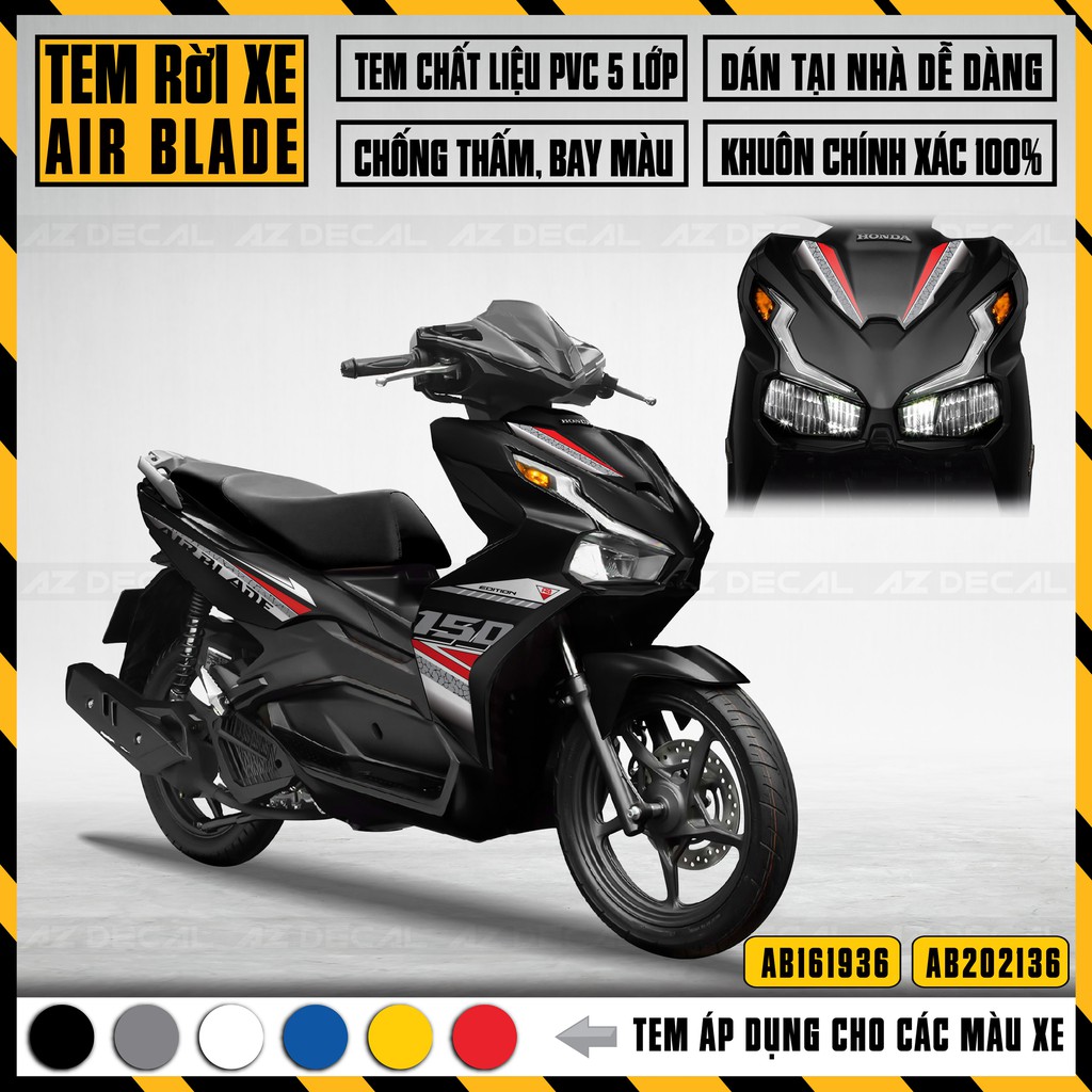 Tem Rời Xe Dành Cho Honda Air Blade 2016-2021 Mẫu Mới Nhất | AB36 | Tem Chế Chất Liệu Cao Cấp Trang Trí Làm Đẹp Cho Xe