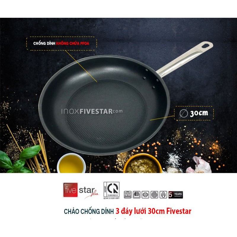 chảo 3 đáy chống dính cao cấp Fivestar 30cm