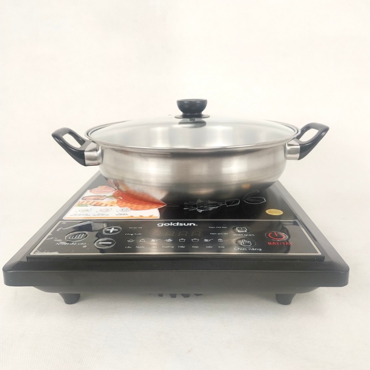 Bếp từ đơn Goldsun, bếp điện từ đơn tặng nồi lẩu inox công suất 2000W bảo hành 12 tháng, đổi mới 7 ngày GIC3201M