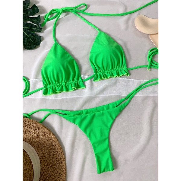 Bikini đồ bơi đi biển 2 mảnh quần lọt khe,áo dây rút kiểu dáng sexy