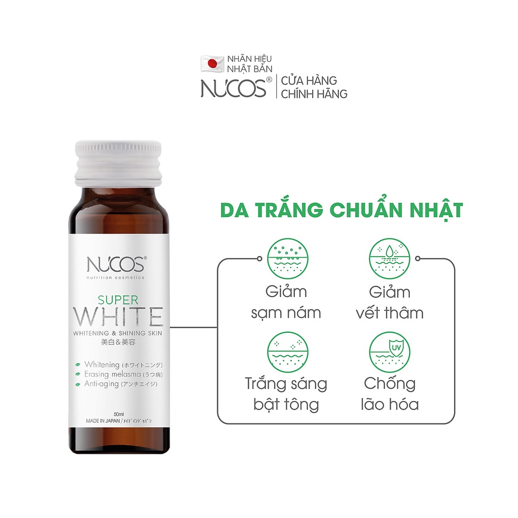 Mới - Nucos Super White Collagen dạng nước của Nhật giúp dưỡng trắng sáng da, mờ thâm giảm nám, đều màu da