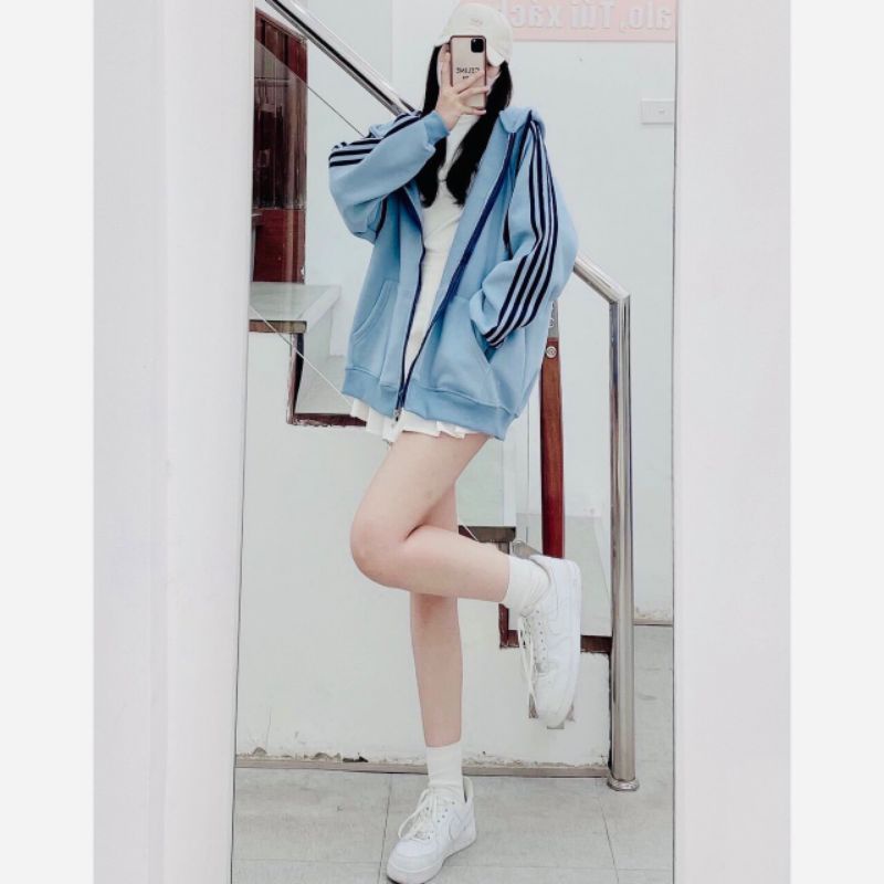 ÁO KHOÁC NỈ XANH SỌC ĐEN THỂ THAO CÁ TÍNH [ ẢNH THẬT ] | BigBuy360 - bigbuy360.vn
