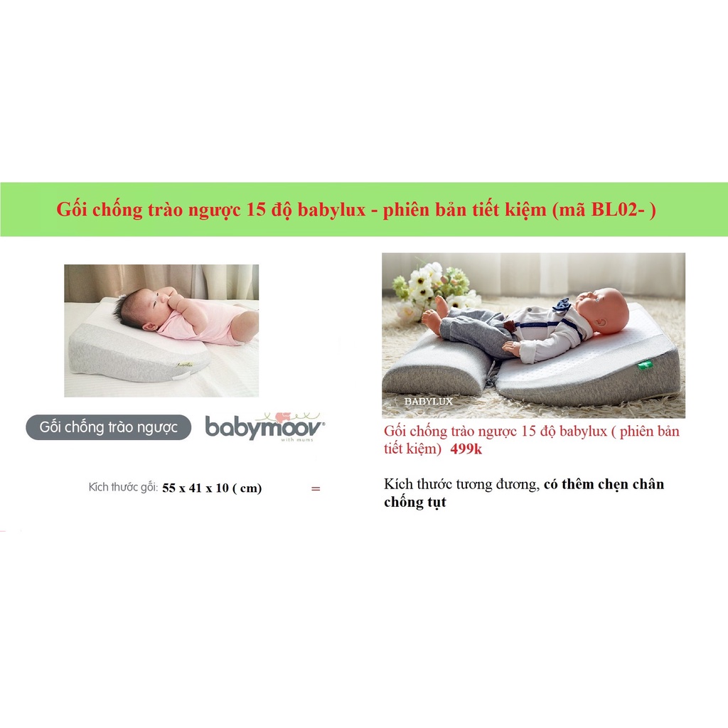 Gối chống trào ngược 15 độ babylux  phiên bản tiêu chuẩn
