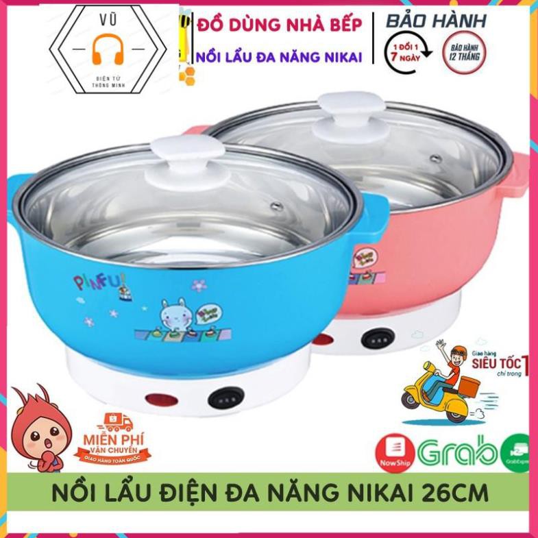 🔐Bảo Hành 1 Năm🔐 Nồi Lẩu Điện Mini Đa Năng Nika 24cm 1000W Inox 304, Tiện Dụng Cho 2-3 Người Dùng, Siêu Tiện Dụng