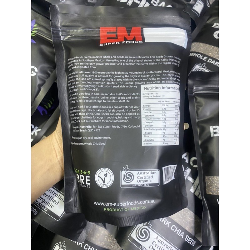 Hạt Chia Đen Úc Black Bag Túi 500Gr