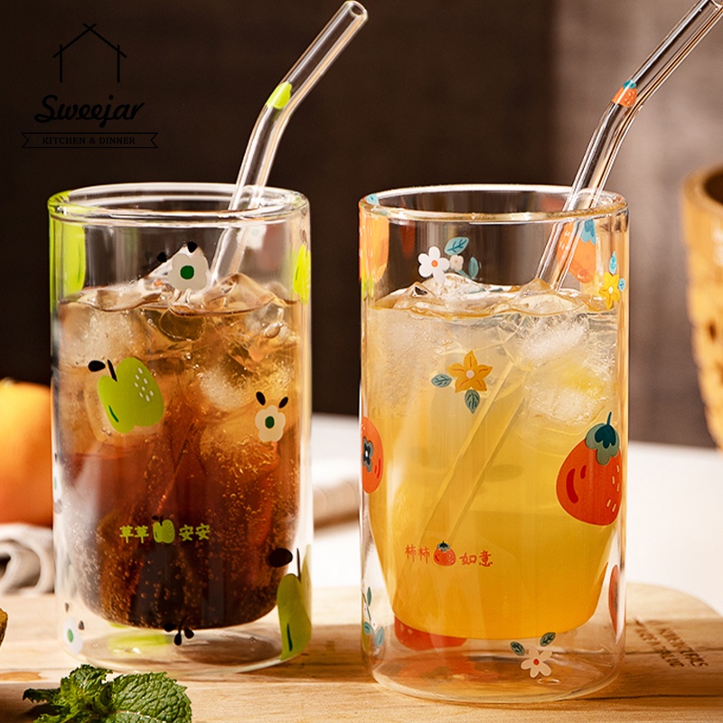 SWEEJAR Cốc  240ML/360ML hai lớp thủy tinh borosilicate chịu nhiệt độ cao chống bỏng để đựng cà phê