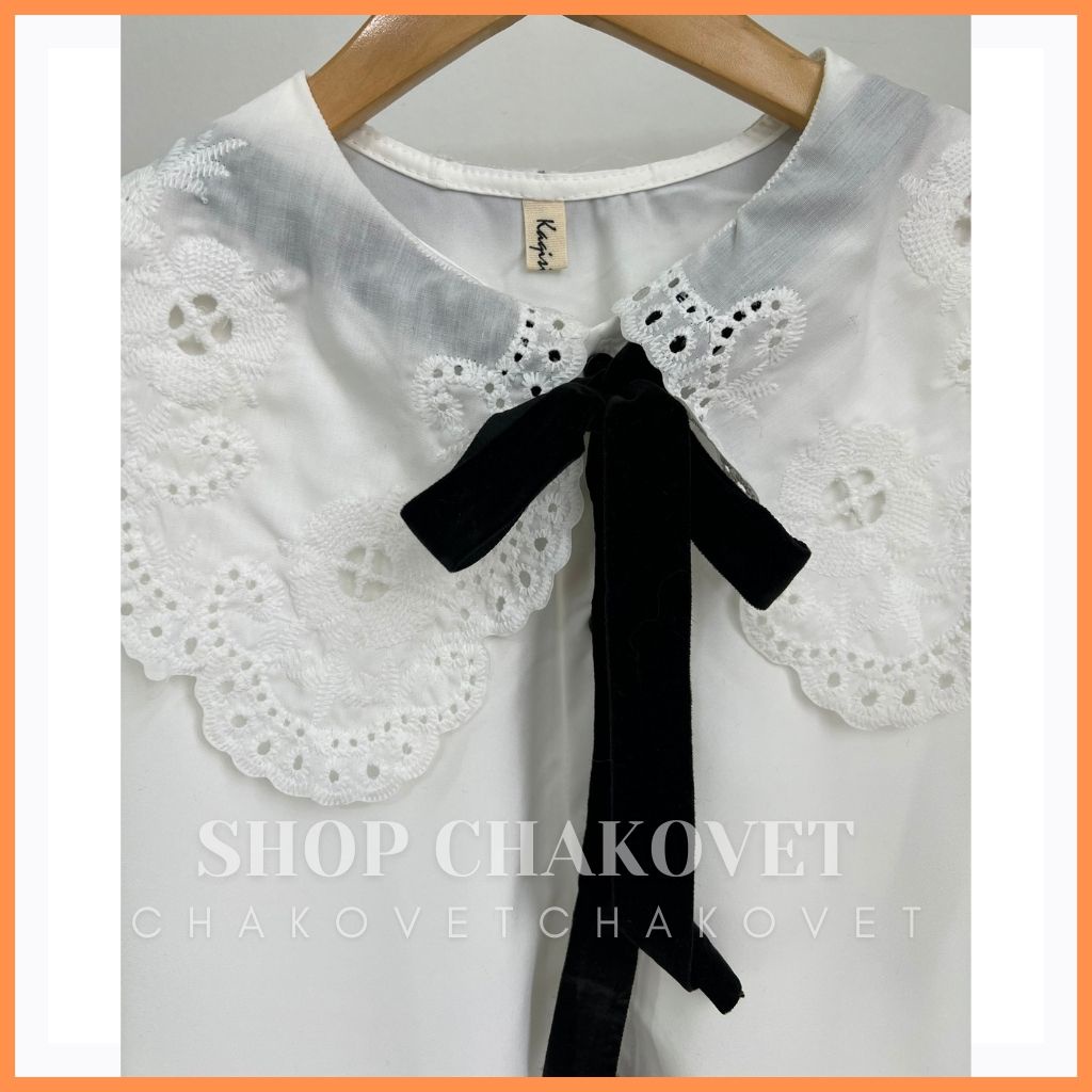 Áo sơ mi nữ tay dài họa tiết A8137, kiểu áo nữ màu trắng thiết kế cổ bèo buộc nơ dễ phối đồ mặc đi làm đi học freesize