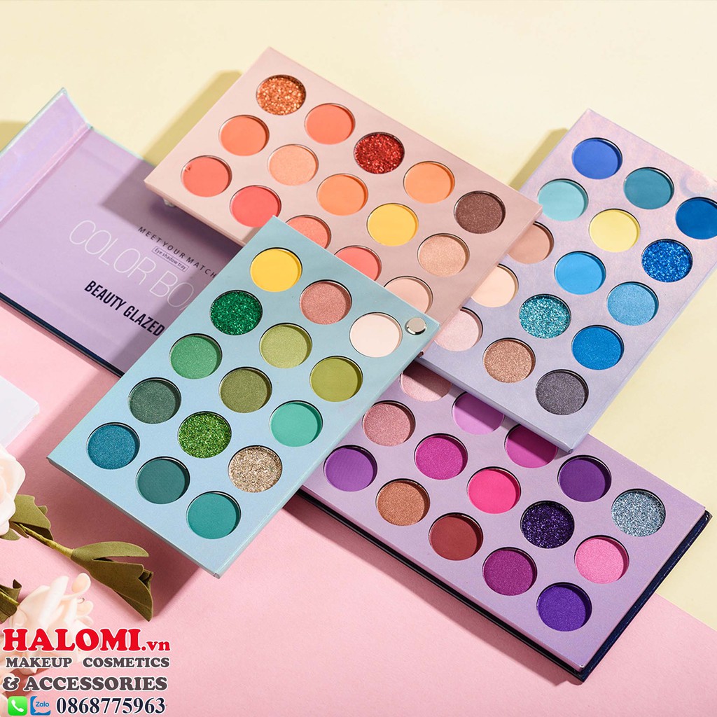 Phấn mắt Beauty Glazed 60 ô Color Board bao gồm 4 bảng nhỏ với đủ tone màu