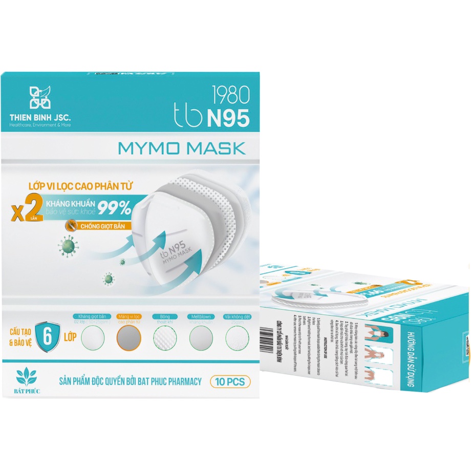 Khẩu Trang Y Tế N95 MYMO MASK X2 Kháng Khuẩn Diệt 99% Hộp 10 cái