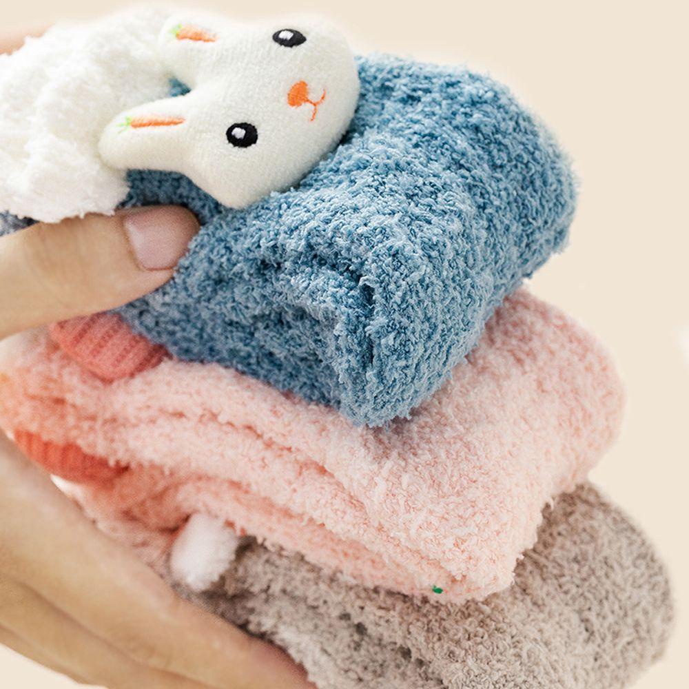 Vớ Dài Qua Gối Vải Lông Cừu San Hô Dày Mềm Mại Giữ Ấm Họa Tiết Giáng Sinh Dễ Thương Dành Cho Bé