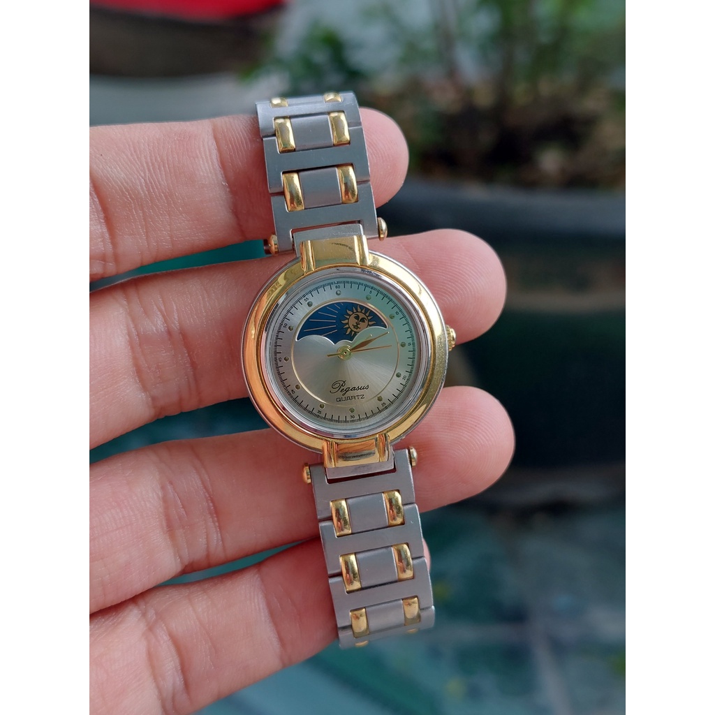 Đồng hồ nữ Pegasus lịch trăng sao chạy pin hàng Si