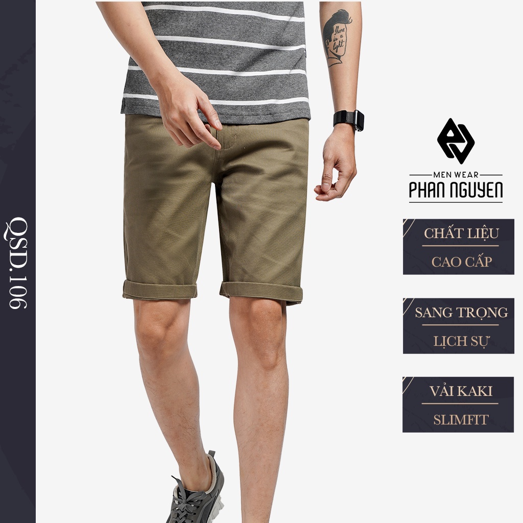 Quần Sooc Kaki Nam PHAN NGUYỄN Dáng Regular Fit, Suông Nhẹ Thoải Mái, Thiết Kế Trẻ Trung, Năng Động QSD.106